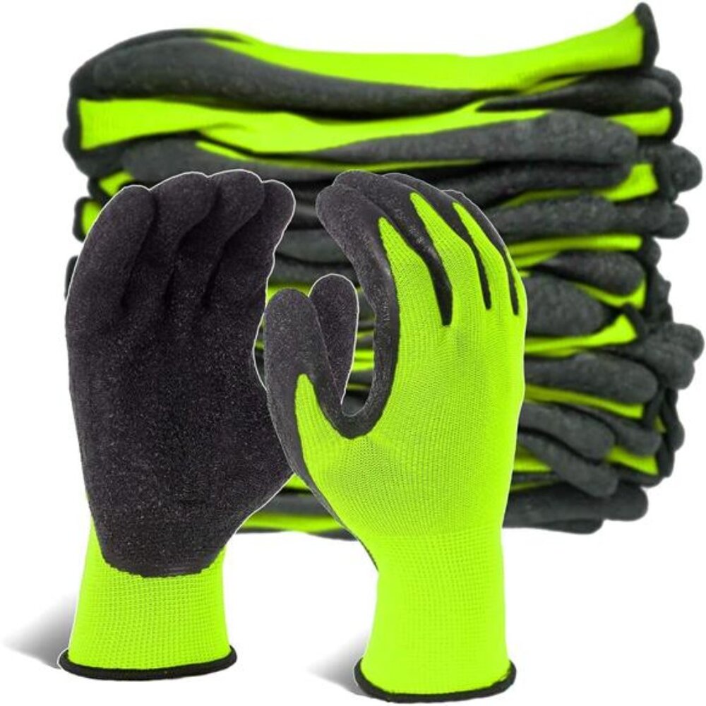 Evridwear Crinkle Latex Rubber Hand Coated Safety Work Gloves for Men Women